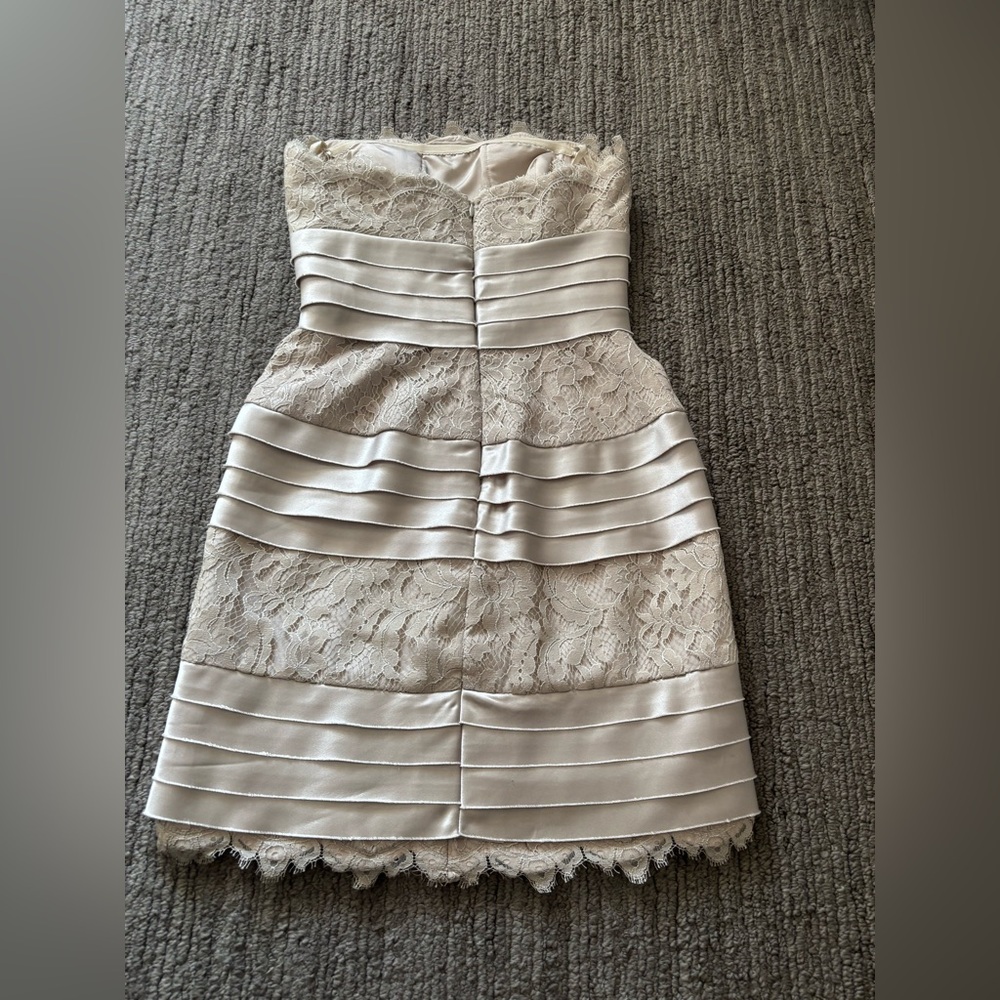 BCBG strapless lace and silky cocktail dress - Picture 12 of 15